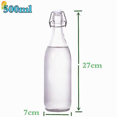 China Juice Packing Swing Top Clear 500ml 750ml 1l Glass Beer Bottle For Juice Kombucha Wholesale Free Sample for sale