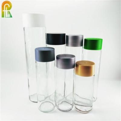 China 375ml 400ml 500ml VOSS Style Quiet Beverage Wine/Sparkling Wine Style Juice Glass Water Bottle With Screw Plastic Cap for sale