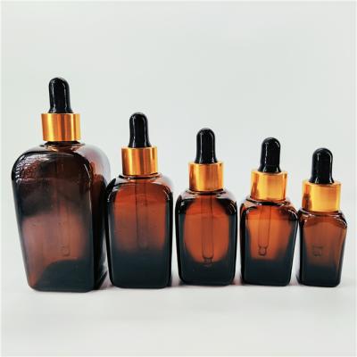 China 10ml Essential Oil Amber Frosted Essential Oil Bottles Matte Glass Square Glass Oil Bottle With Dropper for sale