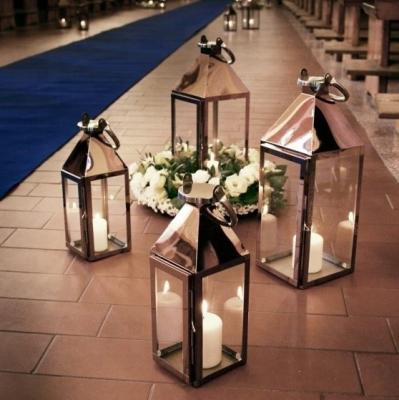 China Hot-selling Eco-friendly Rose Gold Sconce Lantern Wedding Events Road Lead Decoration Party Supplies for sale