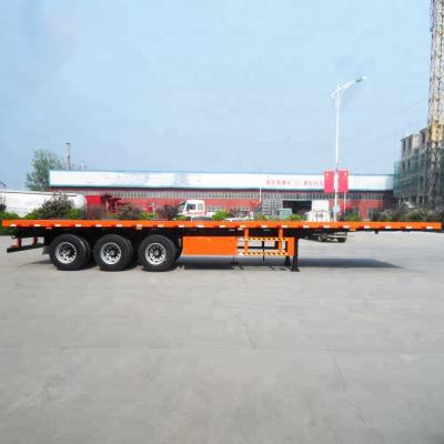 China Truck Trailer New And Used 3 Axles 40ft 20 Ton Flatbed Heavy Duty Container Trailers Trucks for sale