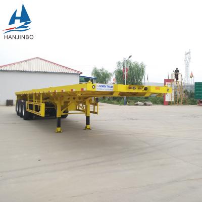 China Truck Trailer 3Axles 40Ton 40ft Flat Bed Semi Trailer Container Trailer For Low Price for sale