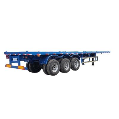 China Truck Trailer New 3 Axles 40 Ft Flat Bed Cargo Container Semi Trailer For Sale for sale