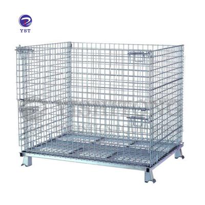 China Industrial Stackable Metal Folding Mesh Large Foldable Wire Storage Basket for sale