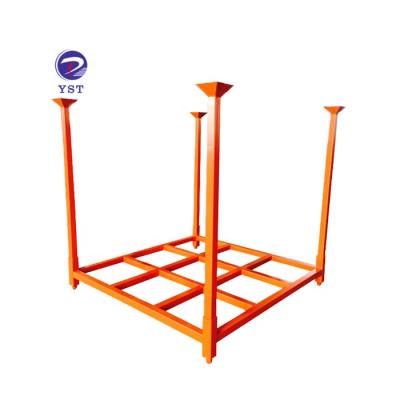 China Corrosion protection powder coating steel car metal orange foldable warehouse stacking tire rack for sale for sale