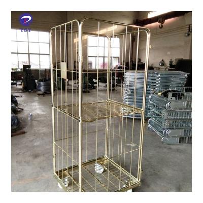 China Commercial Industrial Laundry Transport Portable Collapsible Cage Roll Container With Wheels for sale