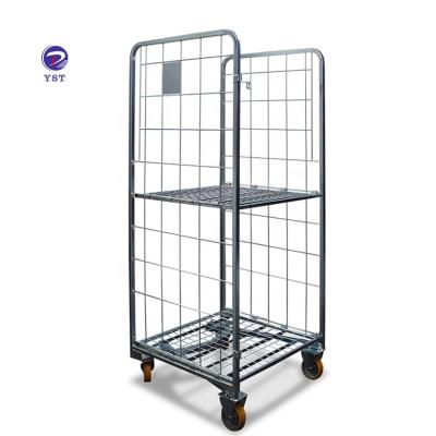 China Warehouse Custom Metal 2 Sided Demountable Industrial Logistics Pallet Roll Container With Metal Chain for sale