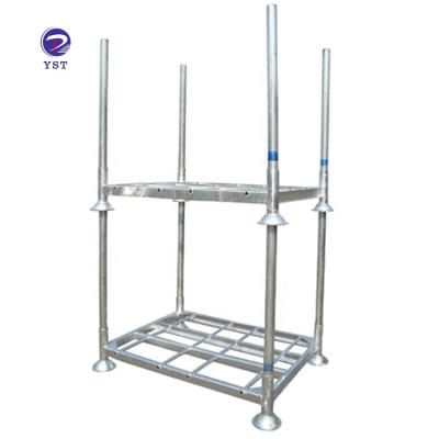 China Corrosion Protection Hot Dip Galvanized Customized Metal Steel Plate Portable Warehouse Folding Cargo Storage Stacking Racks for sale