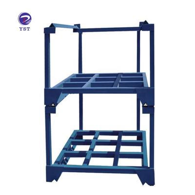 China Corrosion protection warehouse q235 steel storage metal pallet high quality welded foldable stacking rack for sale