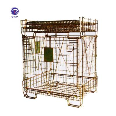 China Durable Galvanized Industrial Preform Storage Wire Mesh Collapsible Steel Pet Container for sale