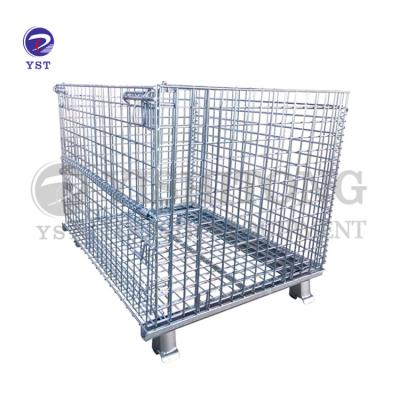 China Outdoor Folding Logistics Wire Mesh Container Storage Durable Zinc Goods Equipment Warehouse Cages for sale