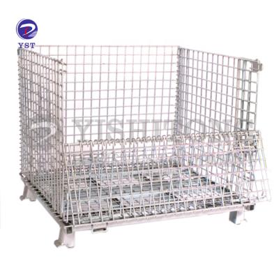 China Durable European Style Outdoor Zinc Wire Steel Mesh Container Warehouse Metal Box Stacking Cage for sale