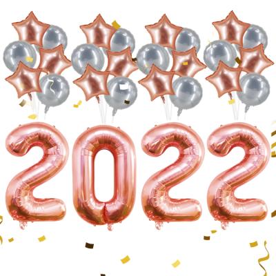 China Decoration Golobs 2022 Happy New Years Balloon Set Black Gold Number Foil Balloon For Wedding Christmas Birthday Party Decoration for sale