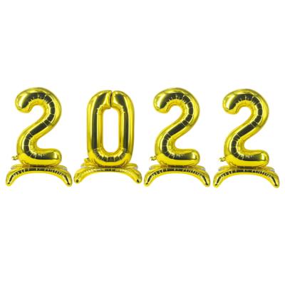 China Modern 2022 Happy New Year Banner Decoration Valentine's Day Letter Set Balloons Giant 40 Inch Number Balloon Gold for sale