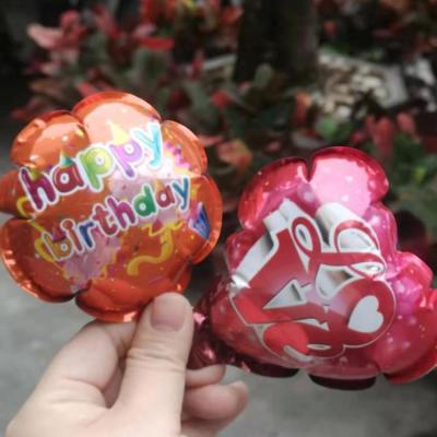 China 5 Inch Activity Decoration Pop Round Inflatable Foil Self Heart Hanging Balloon With Stick Cake Topper Happy Birthday Xmas Tree Decoration for sale