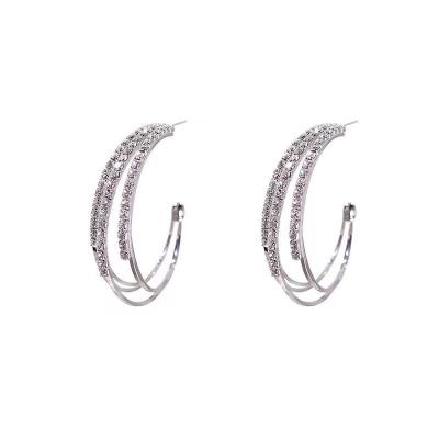 China Highly Used CLASSIC Silver Color Personality Premium Temperament Metallic Earring for sale