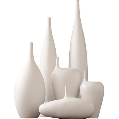 China Art Decor Modern Simple White End-mouth Vase Ceramic Ornament Home Decoration Christmas Gifts for sale