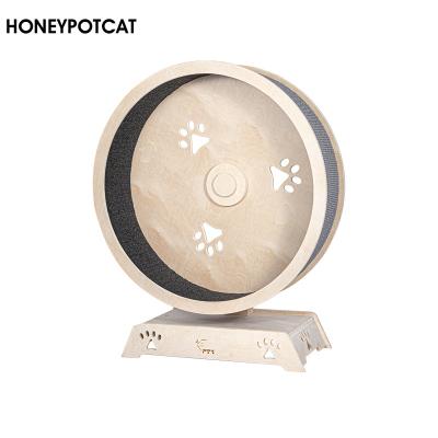 China HoneypotCat Large Cat Exercise Wheel Toy Solid Working Wheel 190211 Pet Roller Sustainable Wooden Weight Loss Device for sale