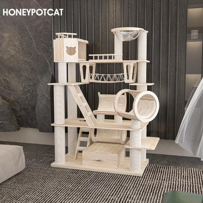 China Viable Cat Nest Tree Climbing Frame Cat Honeypotcat Solid Wood #210606 for sale