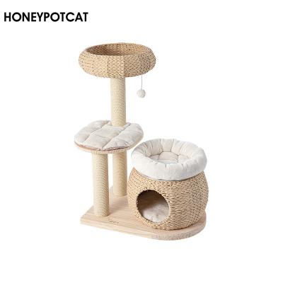 China Honeypotcat Sustainable Cat Tower Frame Cat Tree Cat Nest Solid Wood Climbing #210012s for sale