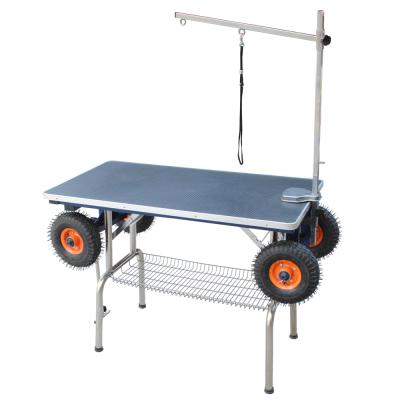 China Cheap Factory Made Sustainable Dog Grooming Table Foldable Pet Table With Wheels N-301W for sale