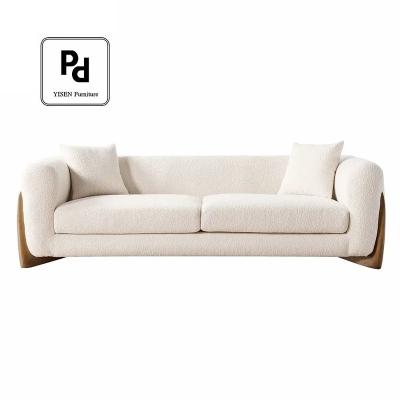 China Nordic Sofa Living Room Furniture Sherpa Teddy Sofa European Boucle Fabric Upholstery Sofa White Luxury Lamb Wool Removable Cover for sale