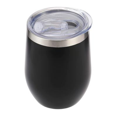 China Goofit PORTABLE Stemless Glass Wine Stainless Steel Tumbler Double Walled Insulated Black Mug Drinkware for sale