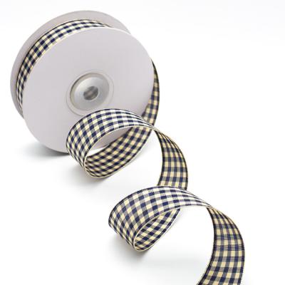 China Sustainable Hot Selling Custom Made Size And Color Tartan Plaid Ribbon Gingham Ribbon for sale