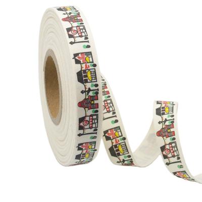 China Factory Price OEM Factory Price Viable Gift Ribbon Custom Sizes Brand Logo Artwork Cotton Polyester Printed Ribbons for sale