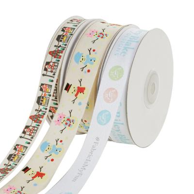 China Factory Price OEM Factory Price Viable Gift Ribbon Custom Sizes Brand Logo Artwork Cotton Polyester Printed Ribbons for sale