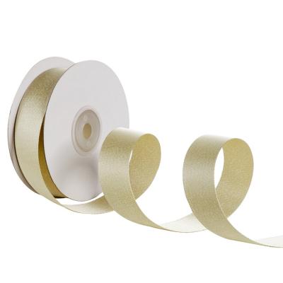 China Factory direct viable double gold silver satin weft ribbon for gift wrapping for sale