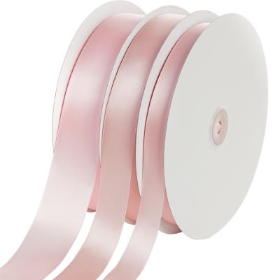 China Factory Wholesale Customized Single Front Side Pink Satin Ribbons Viable for sale