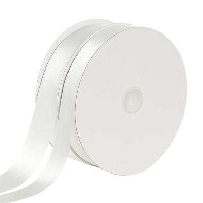 China Factory Wholesale Customized Raw White 100% Polyester Double Satin Ribbons Front Side Viable for sale