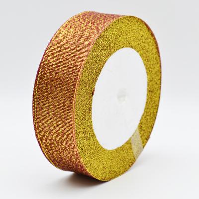 China Factory Wholesale Hot Selling Death Nylon Metallic Ribbon Viable Gold For Decoration Gift Christmas Ribbon for sale