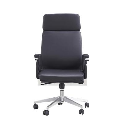 China (Size) China Black PU Leather Adjustable Ergonomic Chairs Boos Chair With Armrest Leather Office Chair for sale