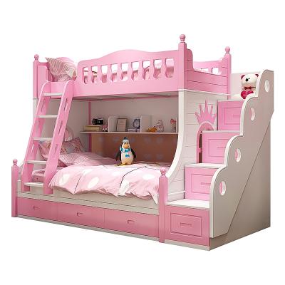 China Mediterranean Factory Cheap Cute Kids Bunk Bed With Ladder For Furniture Bedroom Furniture for sale