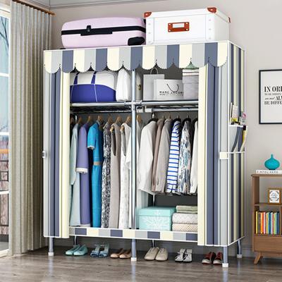 China Collapsible Single Wardrobe With Bold Overall Economic Storage Fabric Interface Alloy Reinforcement Portable Wardrobes for sale