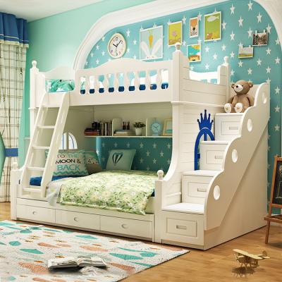 China Mediterranean Factory Cheap Cute Kids Bunk Bed With Ladder For Furniture Princess Bedroom Girls Kids Bed for sale