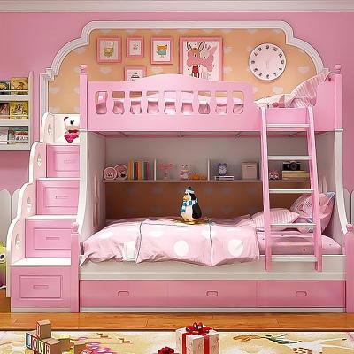 China Hot Sale Mediterranean Children's Play House Toy Bed Kids Double Bunk Bedroom Furniture Princess Bed Slide Children's Bed for sale