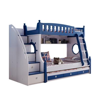 China Modern Hot Selling Solid Wood And Kids Furniture Bunk Bed For Kids Bed Blue For Boy for sale