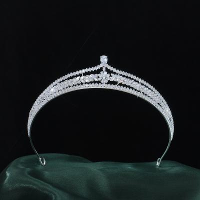 China Alloy Hot-Selling Pageant Crowns For Queens High Quality Baroque Crystal Wedding crown princess for sale