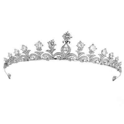 China Alloy Large Wedding Tiara And Crown Girl Zircon Pin New Crystal Bridal Wholesale Hair Accessory for sale