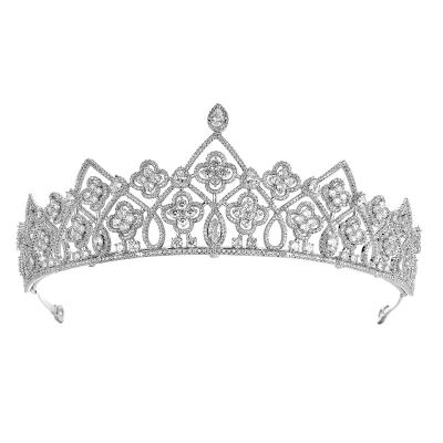 China Alloy Fashion Popular Wedding Princess Tiara Hair Jewelry Rhinestone Zircon Crowns Tiara for sale