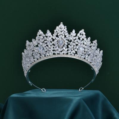 China Alloy Crystal Rhinestone Bridal Headpiece Wedding Hair Accessories Beauty Pageant Big Crown for sale