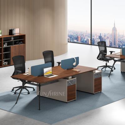 China Modern Design Melamine Expandable Office Partition And Computer Workstation 4 People Desk for sale