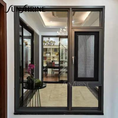 China Residential Aluminum Swing System Aluminum Casement Window With Screen for sale