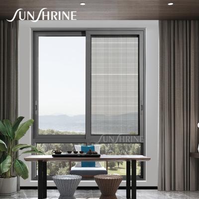 China Tempered Single Sliding Glazed Aluminum Sliding Window With Mosquito Net Philippines Price for sale