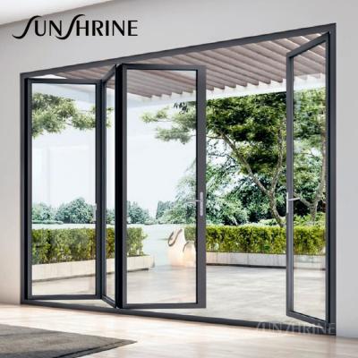 China Waterproof 75 Series Heavy Duty Thermal Break Aluminum Sliding Bi Folding Door for sale