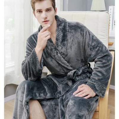 China Autumn/winter flannel thermal nightgown long plus size men and women couples pajamas pajamas bathrobe thick warm hotel bathrobe for sale