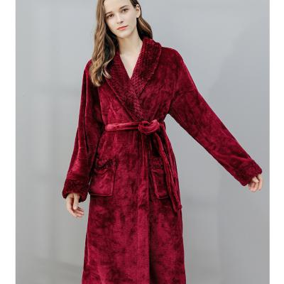 China Thermal Flannel Thickened Hotel Bathrobe For Men And Women With Custom Embroidered Logo Hotel Spa Thickened Couples Bathrobe for sale